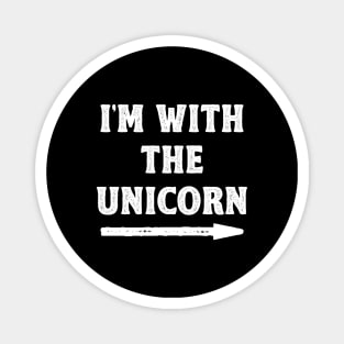 Funny Halloween I'm With The Unicorn Costume Couple (White) Magnet